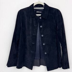 Valerie Stevens Womens Suede Leather Jacket Size M Petite Boho Western Black